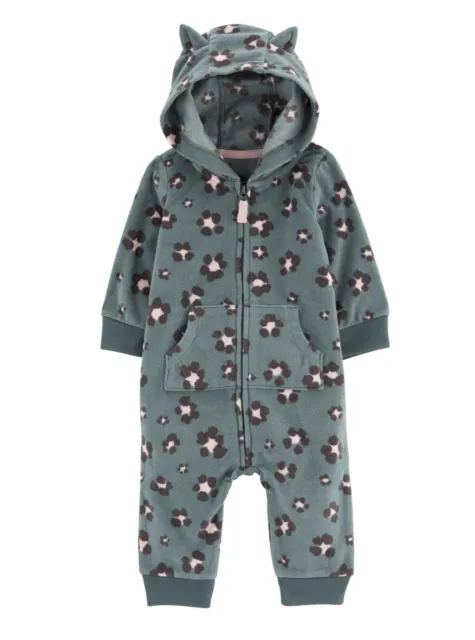 New Baby Girl Clothes Carters 18 Months Coverall Jumpsuit Hooded Fleece