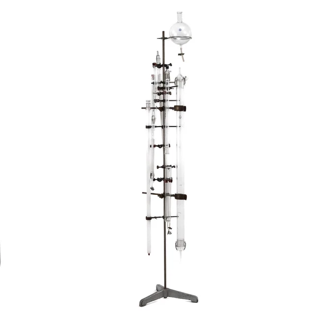 Strumento Laboratorio Antico Europa '900 Metallo cromato Ottone Elementi vetro