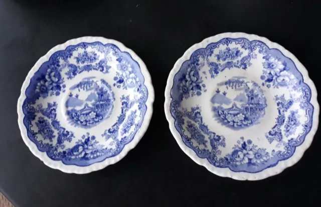 John Maddock & Sons Bombay Blue White England Set of 2 Saucer Only Replacement