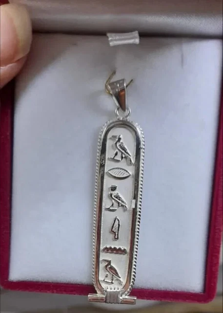 Egyptian cartouche pendant in solid Silver with your name in Hieoglyphic Egyptian cartouche pendant in solid Silver with your name in Hieoglyphic