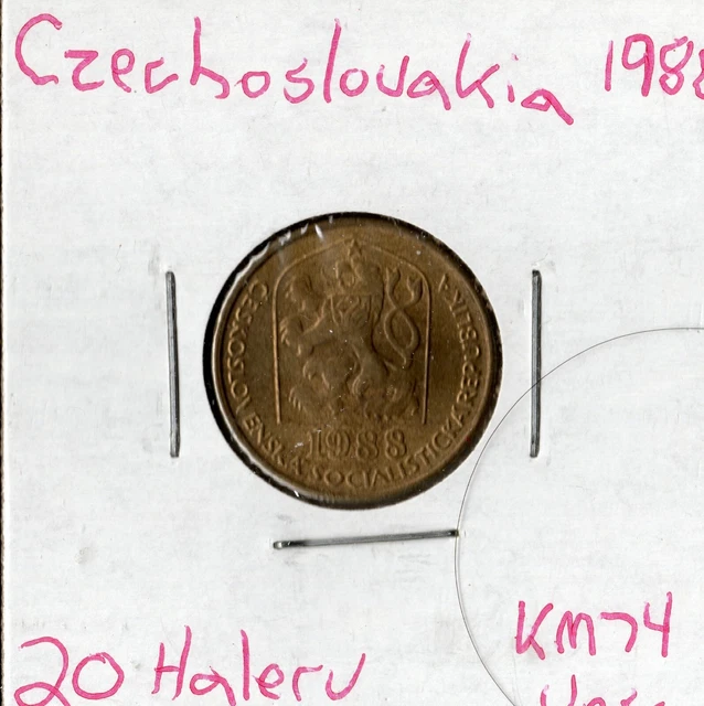 Coin Czechoslovakia 20 Haleru 1988 KM74