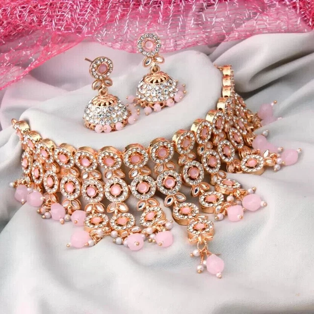 Indian Bollywood Style Fashion Women Gold Plated Bridal Jewelry Necklace Set