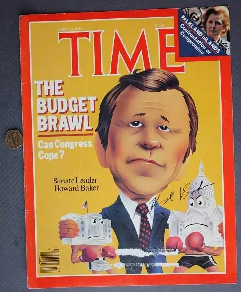 Tennessee Senator Howard Baker signed / autographed 1982 Time Magazine Cover----
