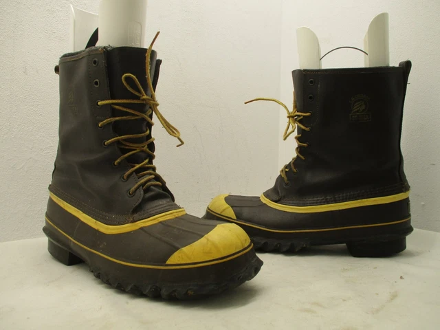 LaCrosse De Icer Brown Leather Rubber Steel Toe Snow Boots Mens Size 11
