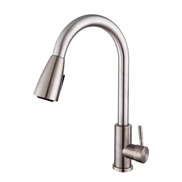 Pull Down Kitchen Sink Faucet Pull Out Sprayer Mixer Tap Brushed Nickel Modern