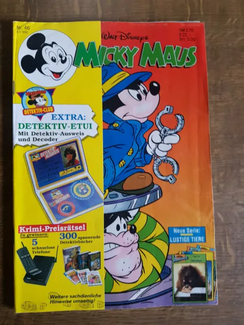 Micky Maus Comicheft  Nr.46 1992 mit Sammelkarten