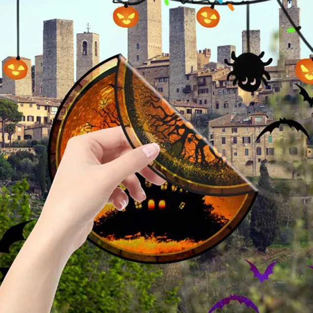 Halloween Decoration Halloween Window Static Stickers Castle Cat Pumpkin Sticker