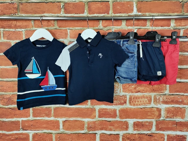 Baby Boys Bundle Age 12-18 Months Next H&M River Island Yacht Tops & Shorts 86Cm