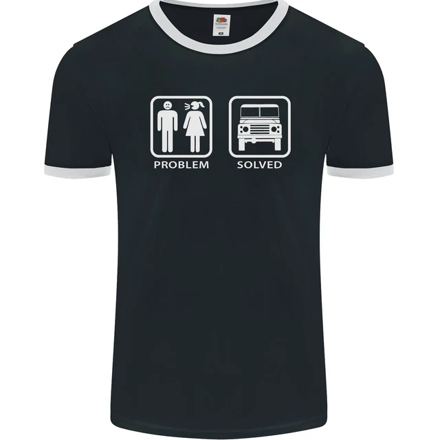 T-shirt Ringer da uomo 4x4 Problem Risolved Off Roading Road fotol