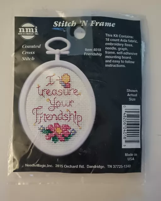 Vintage Stitch N Frame Friendship Puntada de Cruz Nueva Aguja Sellada Magic Inc 4018