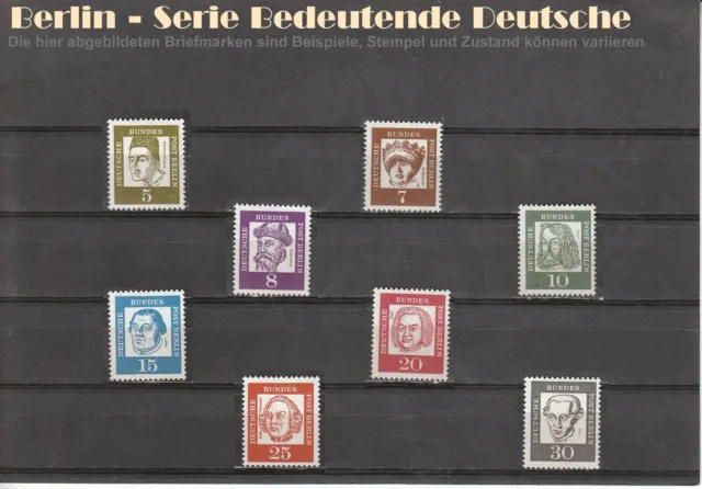 Berlin 1961 Bedeutende Deutsche KOMPLETTER SATZ Mi-Nr. 199-213 postfrisch ungest