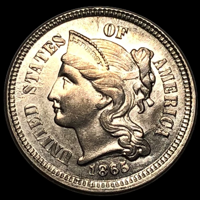1865 3 Cent Nickel Piece J8986 1865 3 Cent Nickel Piece J8986