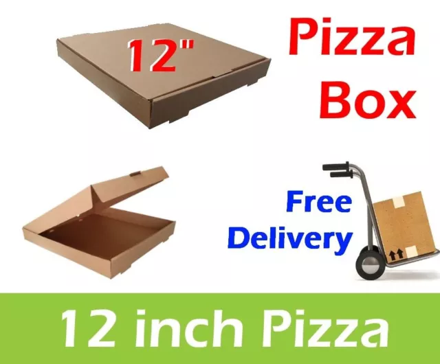 100 Plain Brown Pizza Boxes 12" Inch Pizza Box, Takeaway Box, Postal Boxes