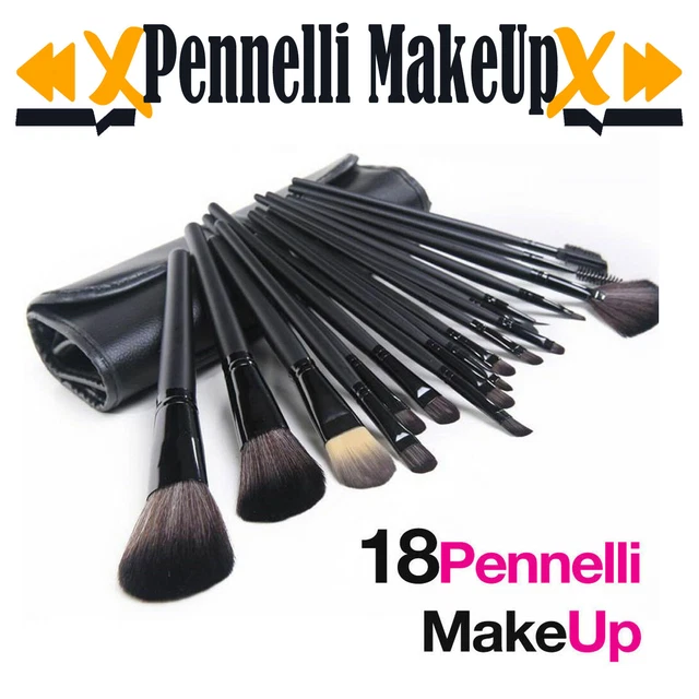Pennelli per Trucco Set 18 Cosmetica Make Up ombretto fard con custodia borsa