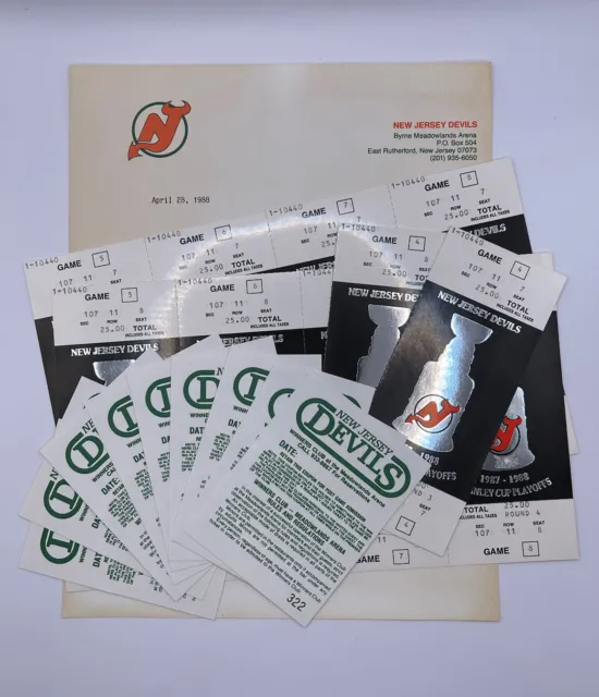 Lot Of Unused New Jersey Devils 1988 Stanley Cup Playoff Tickets/Postgame Passes