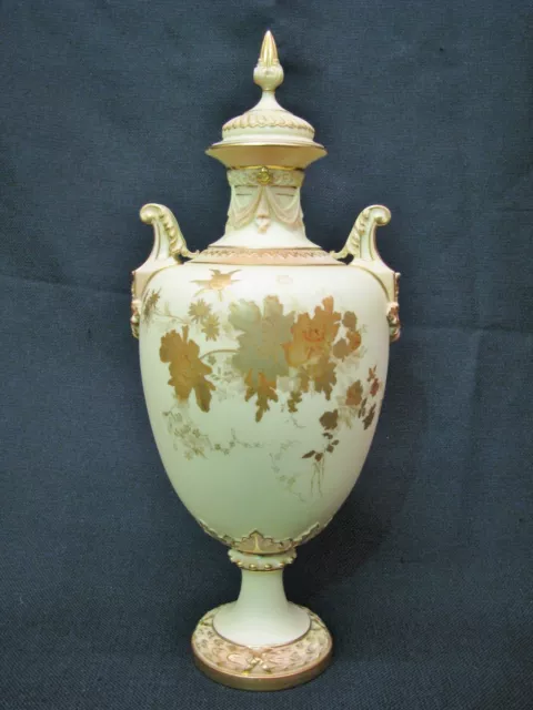 Royal Worcester Covered Urn Form Lidded Vase; Beautifully Gilded Floral Painting