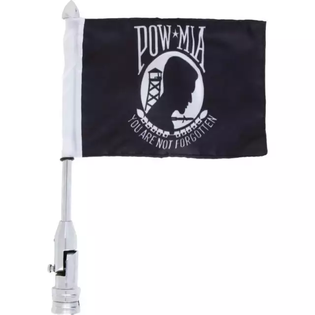 Diamond Plate™ Motorcycle Flagpole Mount and POW/MIA Flag