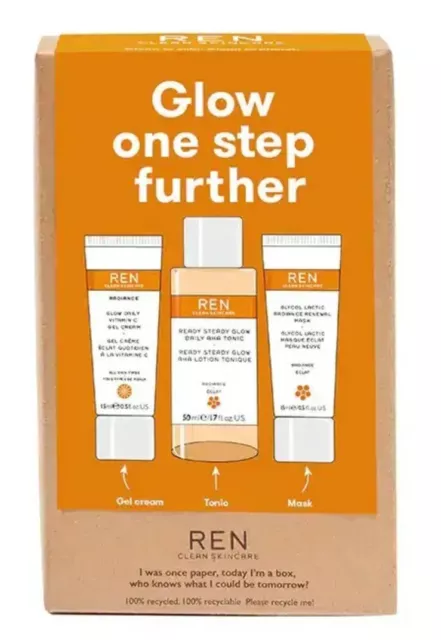 Ren Clean Skincare Glow One Step Further Hautpflege Set Gesichtscreme Toner Maske