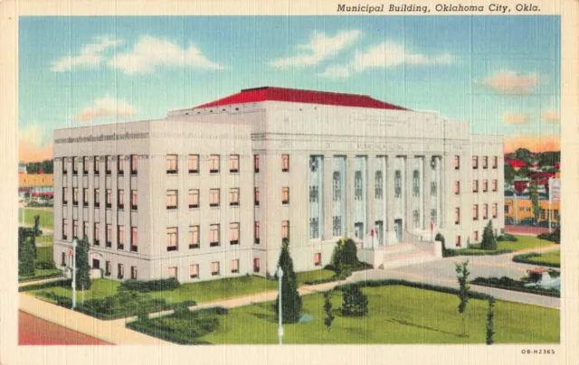 Oklahoma City OK Oklahoma, Municipal Building, Vintage Postcard