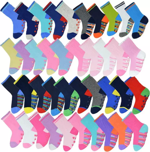 Infant Baby Boys Heel and Toe Socks With Gripper Pack of 5 Kids Newborn Socks