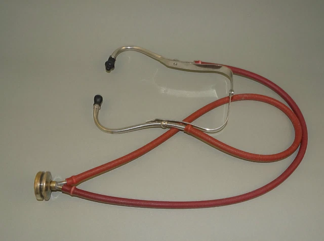 1920s Old Doctor Stethoscope with Brass Parts and Red Tubes ,DRGM