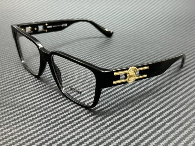 VERSACE VE3346 GB1 Black Gold Men's 55 mm Large Eyeglasses