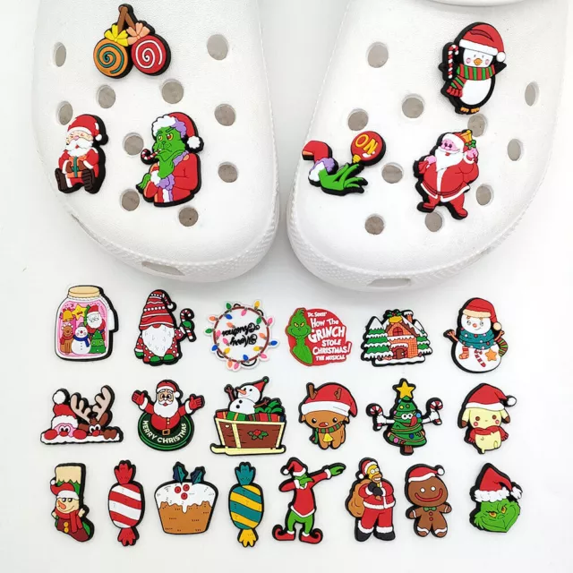 26Pcs Christmas Shoes Charms Clogs For Croc Jibbitz Shoes Sandals DIY Xmas Decor