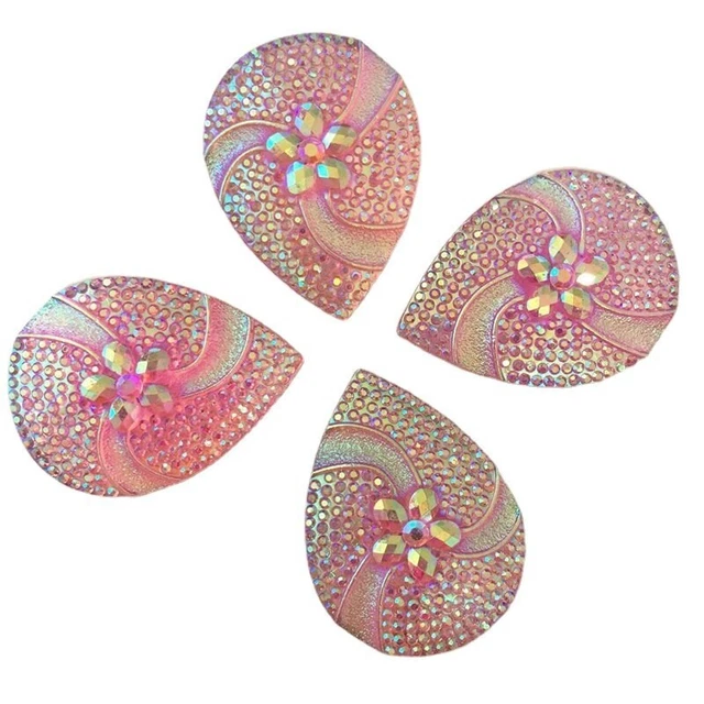 5 x Fancy Glitter Drops Flower Design Metal backed Resin Swirl Glitter Effect XL 2