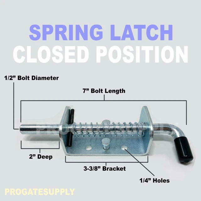 7& SLIDING SPRING Latch Loaded Barrel Trailer Gate Pin Lock Heavy Duty