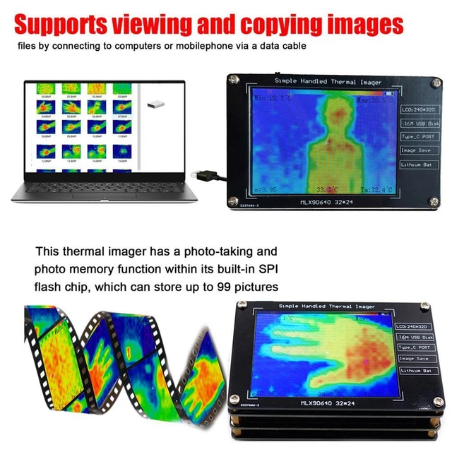 Strumento per imaging termico a infrarossi ampio uso temperatura parte del corpo USB tipo C'