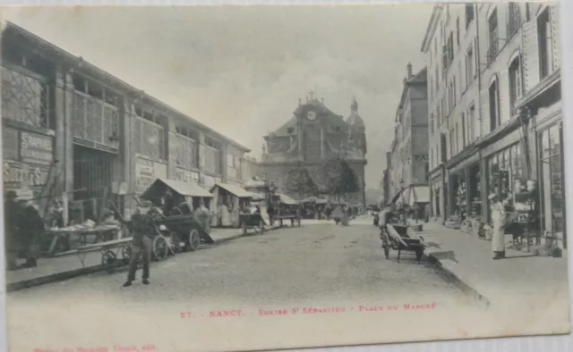 Nancy 54 CPA Place of / The Market -church St Sebastian Animated Good Condition