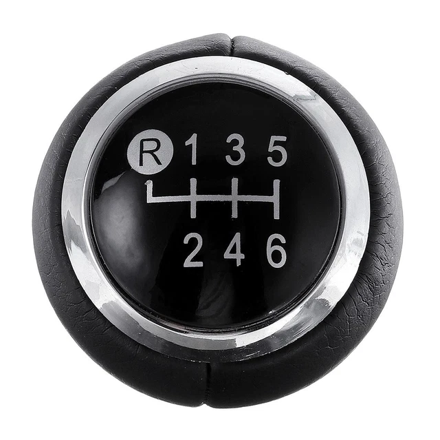 Pomello Cambio Renault Laguna Mk3 (2007-2014) - 6 Marce In Pelle PU E ABS - Nero E Argento - Diametro Foro 19mm