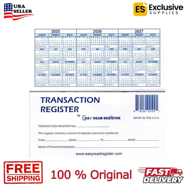 2025-2027 Checkbook Transaction Registers – Bank Check Book Ledger With Calendar