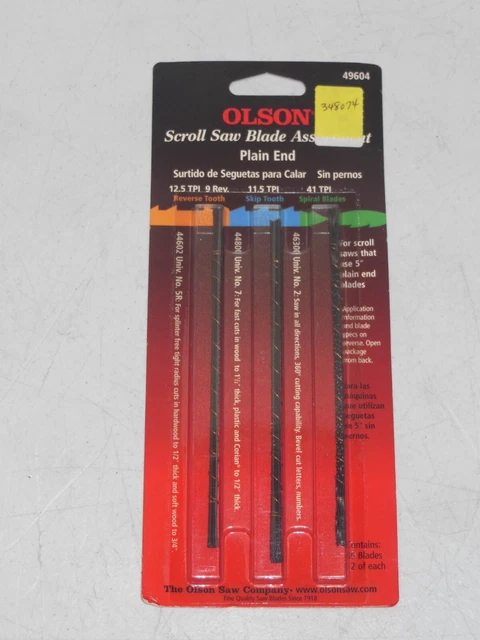 Olson 49604 PACK (36) Reverse Skip SPIRAL SCROLL Saw Blade Assortment