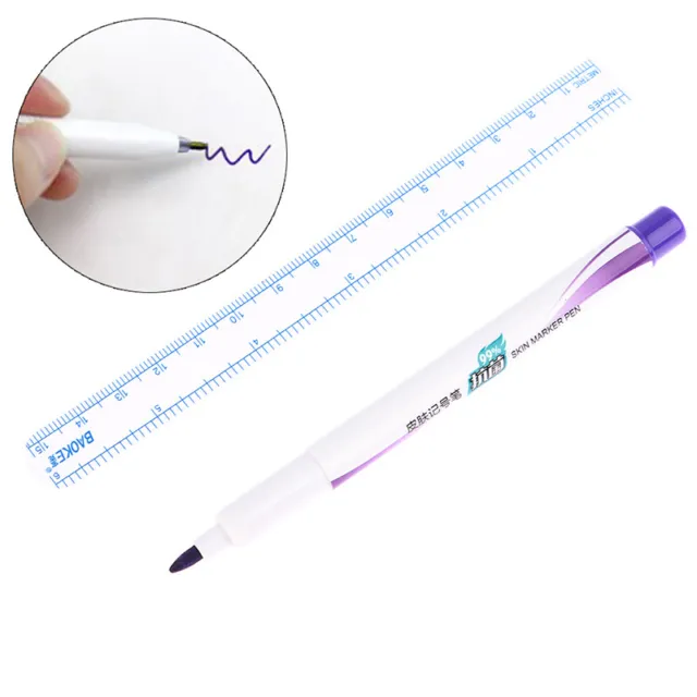 Surgical Skin Marker for Eyebrow Skin Tattoo Skin Marker Pen With Ruler S7H