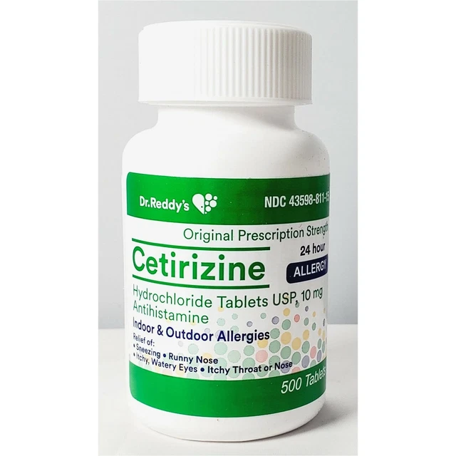 DR REDDYS CETIRIZINE Hydrochloride Antihistamine 10mg Tablets 500ct ...