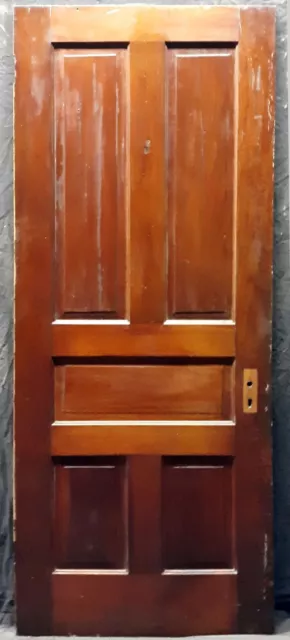 30"x77" Antique Vintage Old Victorian Interior SOLID Wood Wooden Door 5 Panels