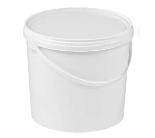 2.5 Litre Plastic Buckets with Lids and Strong Handles - Pack of 20 - Food Grade