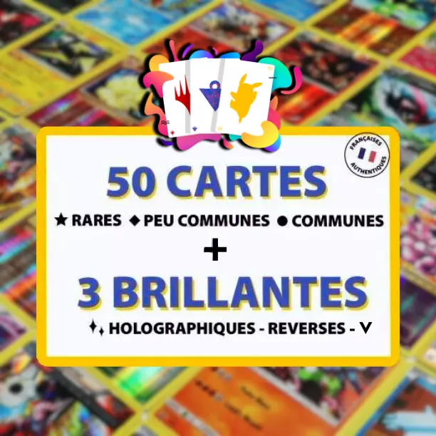 Pokemon Lot 100 Cartes Française Officielles Neuves + 3 Brillantes