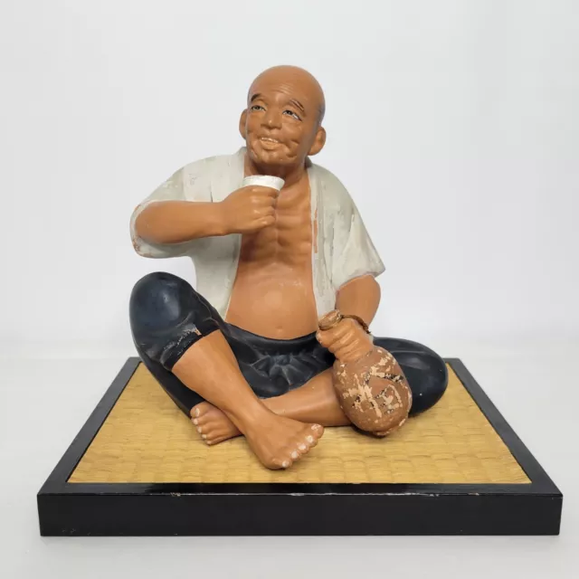 Vintage Japanese Hakata Urasaki Clay Doll Washable Elder Man Figurine Japan 8"