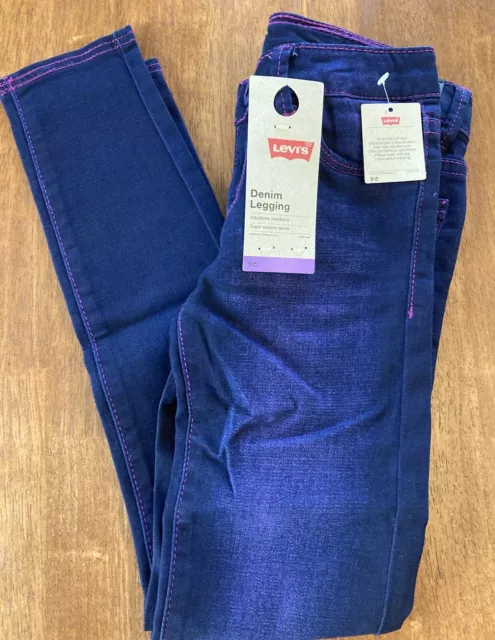 Levis • NWT Girls Pull On Leggings Stretch Denim Purple Jeans • Size 7 Reg