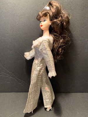 1960's Vintage Barbie Mod Era Clone Hong Kong Silver Metallic Jumpsuit