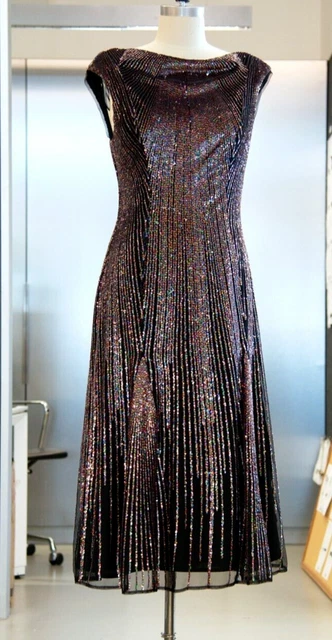 BNWT RIXO BLUE Black Sequin Maria Tiger Mini Wrap Dress Size