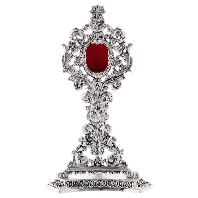 Reliquiario ottone argentato barocco 23 cm