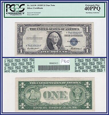1935F Star $1 Silver Certificate PCGS 40 PPQ Extremely Fine Bank Note Blue Seal