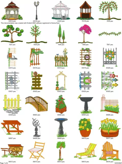 126 Garden Decor Collection Embroidery Machine Designs Collection Pes