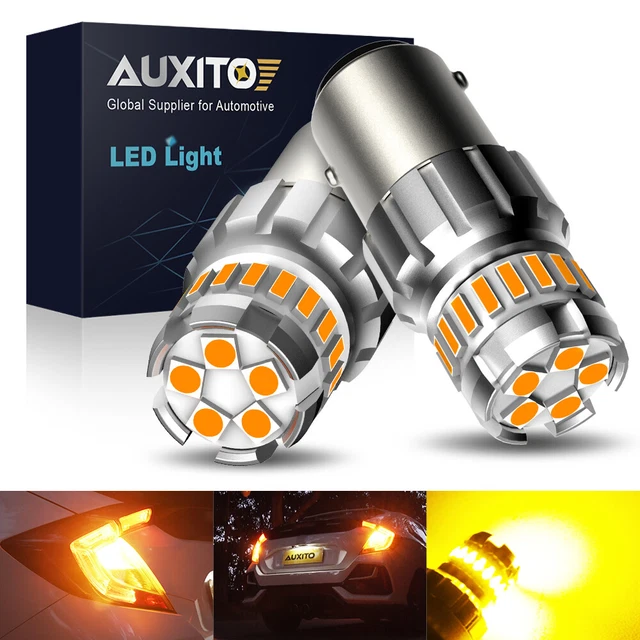 3000K Amber 1157 2357 BAY15D LED Turn Signal Sidemarker Light Bulbs Bright 2PCS