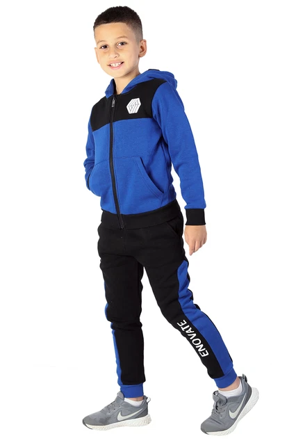 Tuta invernale in pile ragazzo bambini junior set 2 pezzi, felpa con cappuccio con pantaloni da jogging