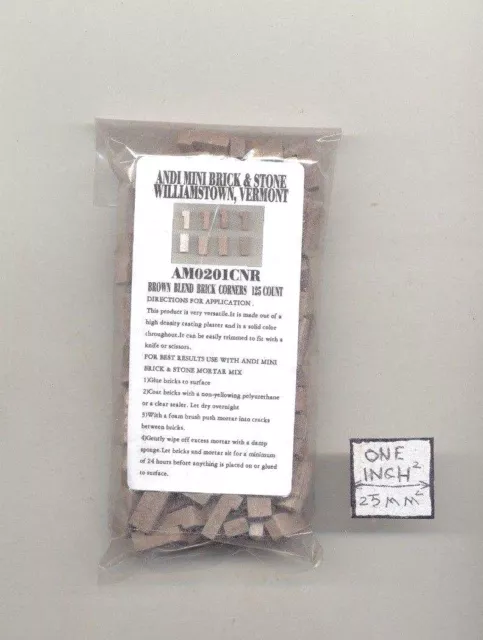 Bricks Corner  Brown plaster w/ solid color miniature 125pk 1/12 scale AM0201CNR