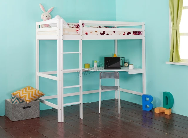 WESTWOOD HIGH SLEEPER Cabin Wood Frame Bunk Bed Loft With Desk Kids ...